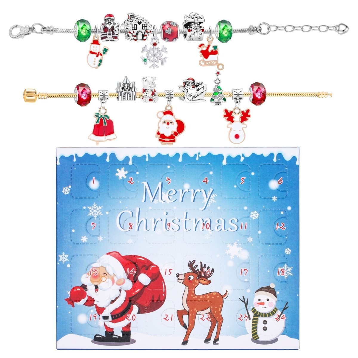 24 - Day Christmas Advent Calendar DIY Bracelet Set, Festive Charm & Bead Kit for Aussie Xmas Gifting & Crafting
