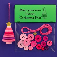 Christmas gift Christmas Button Ornament - Festive Santa Design Craft Kit （green Christmas tree）