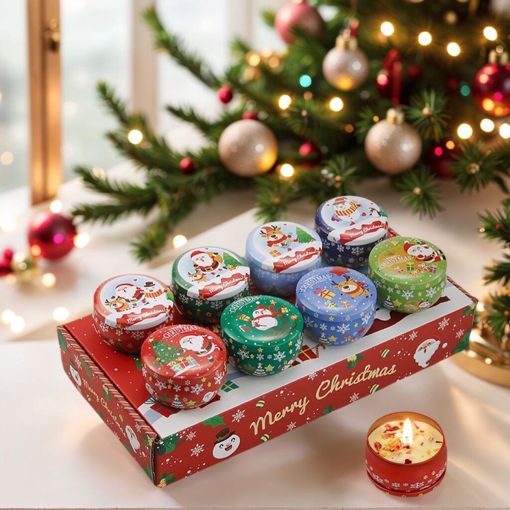 Christmas gift Aussie Christmas Scented Candle Set – 8 - Piece Tin Candles with Festive Scents & Designs for Holiday Cheer