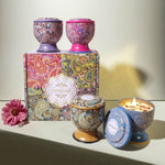 Christmas gift Aussie Scented Candle Set - 4 Fragrances (Rose, Jasmine, Lemon, Lavender) in Artistic Tins for Home Ambiance & Gifting