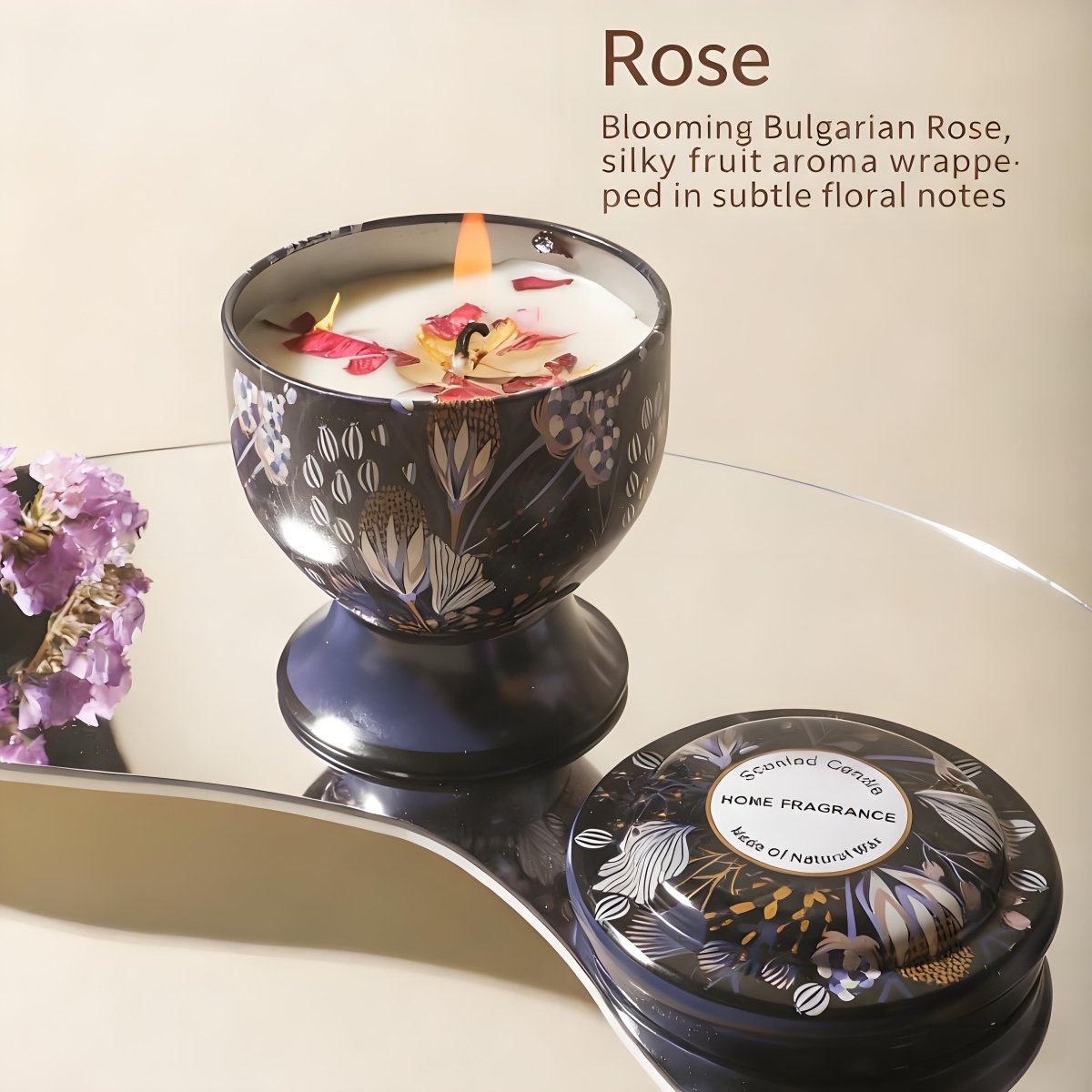 Christmas gift Aussie Scented Candle Set - 4 Fragrances (Rose, Jasmine, Lemon, Lavender) in Artistic Tins for Home Ambiance & Gifting