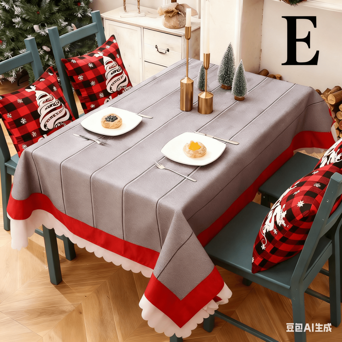 Christmas gift Christmas Tablecloth - Festive 180x150cm Table Cover for Holiday Dining & Home Decor（E）
