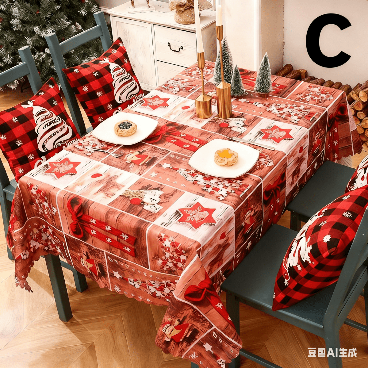 Christmas gift Christmas Tablecloth - Festive 180x150cm Table Cover for Holiday Dining & Home Decor（E）