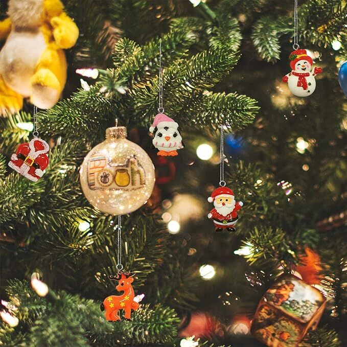 60pcs Mini Christmas Ornaments for Mini Tree Decorations Small Christmas Ornaments Resin Miniatures for Craft Christmas Decor