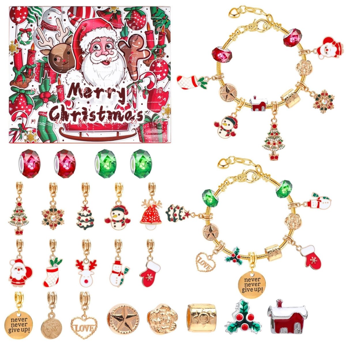 Christmas DIY Jewelry & Craft Advent Calendar(M - 14 - Bell Version,20*17*1.1)