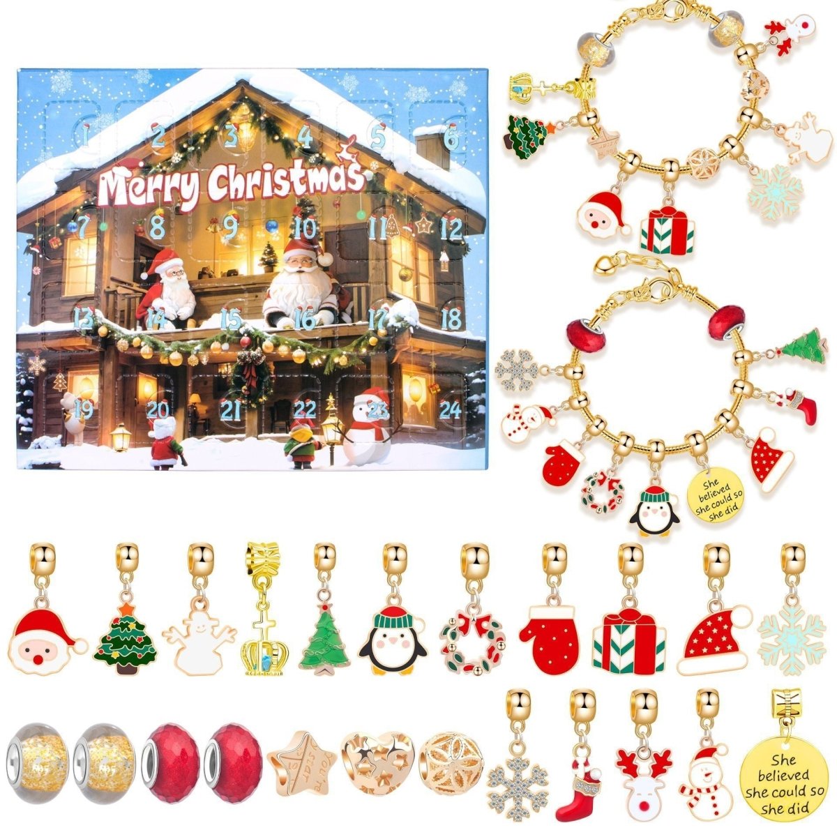 Christmas DIY Jewelry & Craft Advent Calendar(M - 17L,20*17*1.1)