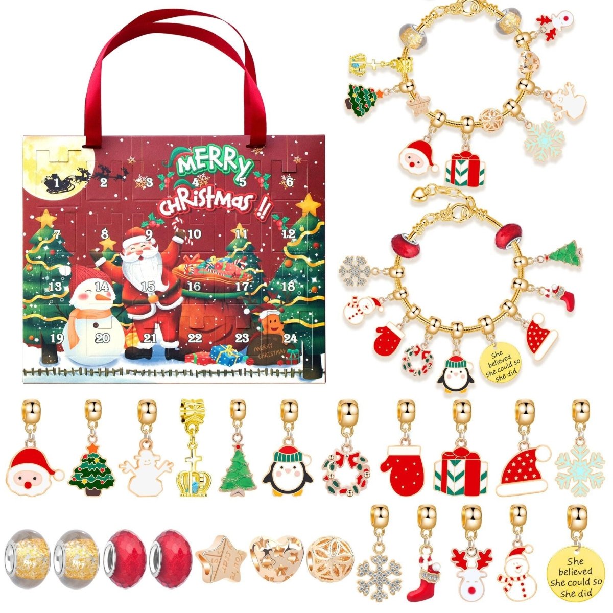Christmas DIY Jewelry & Craft Advent Calendar(M - 17ST,25*21*1.8)