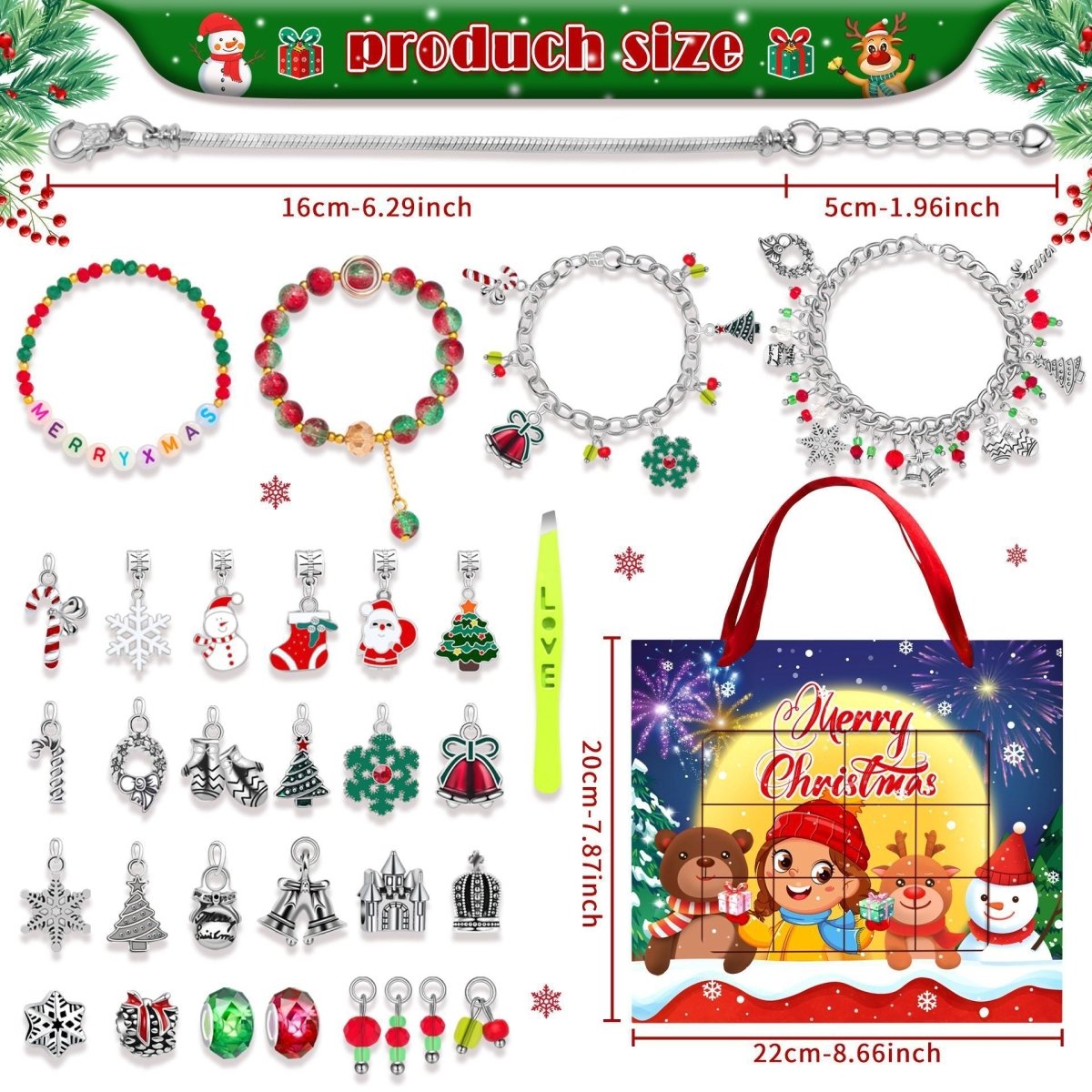Christmas DIY Jewelry & Craft Advent Calendar(M - 19,22*20*2cm)