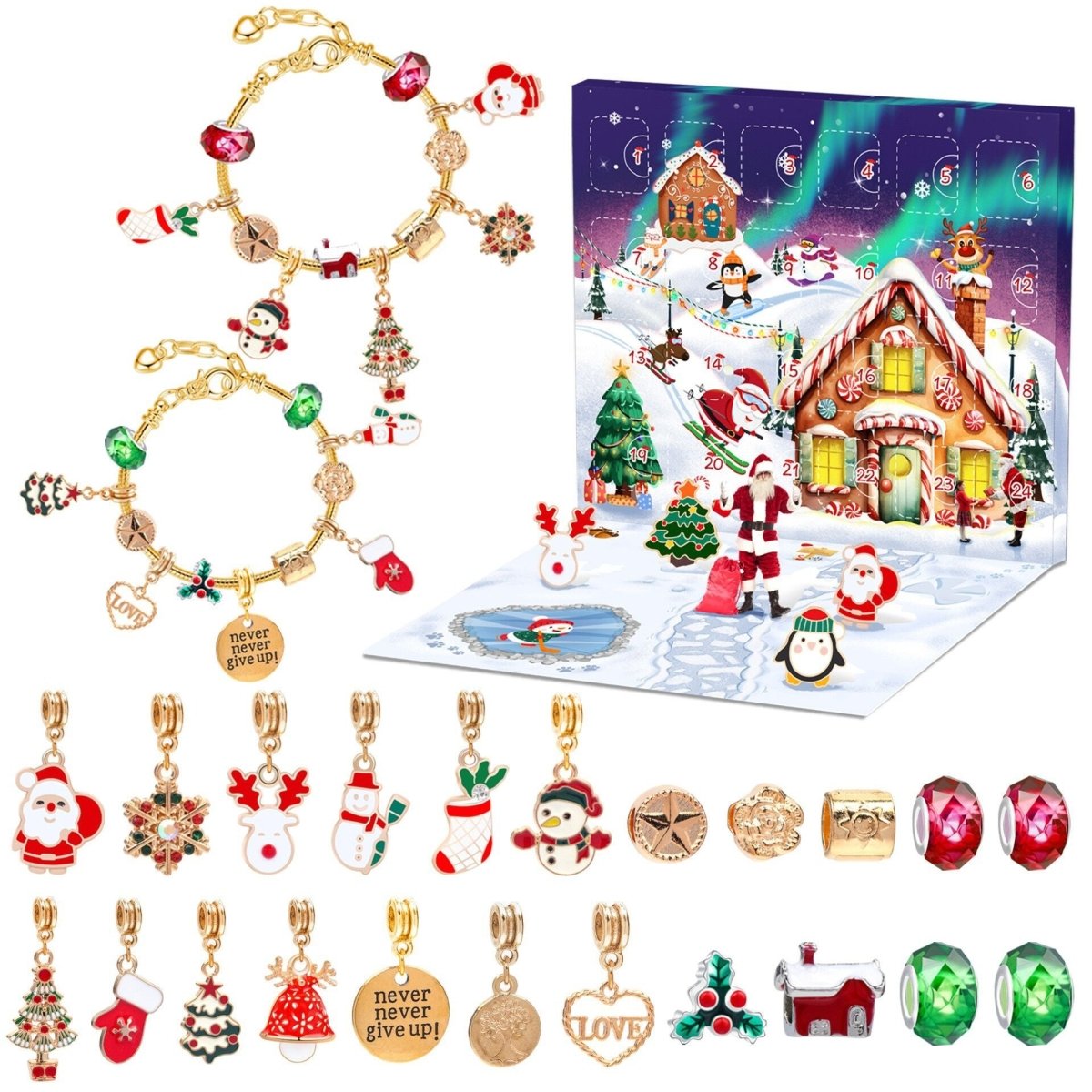 Christmas DIY Jewelry & Craft Advent Calendar(M - 25,20*17*1.3cm)