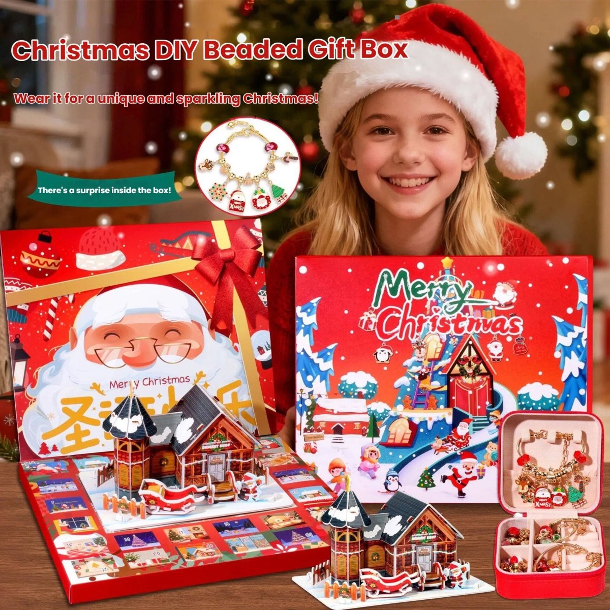 Christmas DIY Jewelry & Craft Advent Calendar(YD - 05 - Unicorn,20*17*1.1cm)