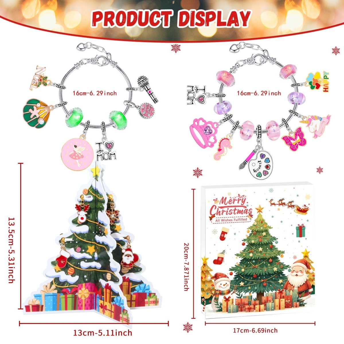 Christmas DIY Jewelry & Craft Advent Calendar( YD - 05&upgraded version,20*17*1.3cm)