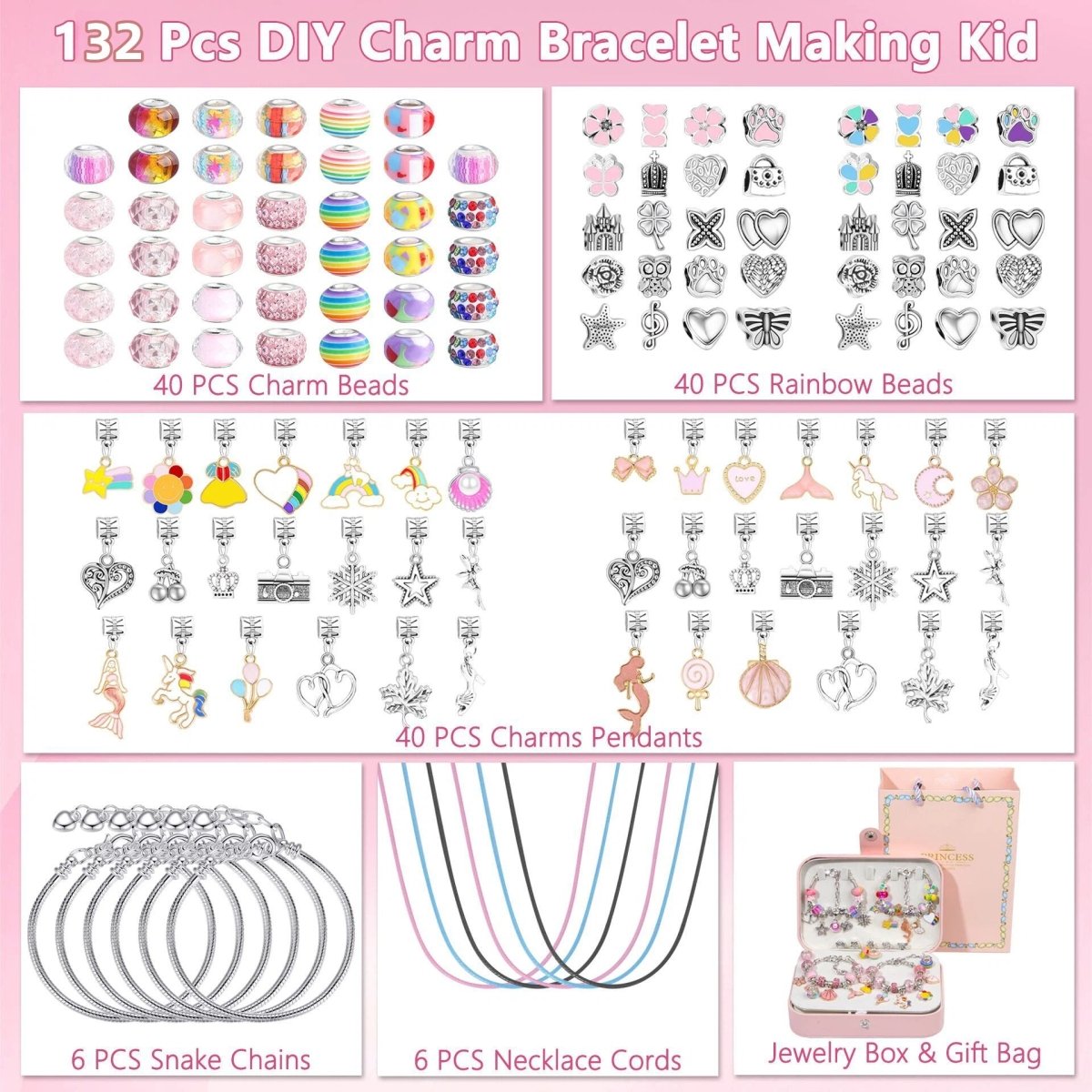 Christmas DIY Jewelry & Craft Advent Calendar(YD - 132pcs,16*11*5cm)