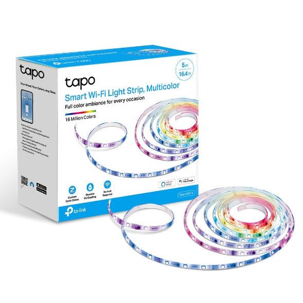 TP - Link Tapo L920 - 5 Smart Wi - Fi Light Strip, Multicolor, Pu Coating For External Protection, Voice Control, 50 Colour Zones, No Hub Required, 5000×10×