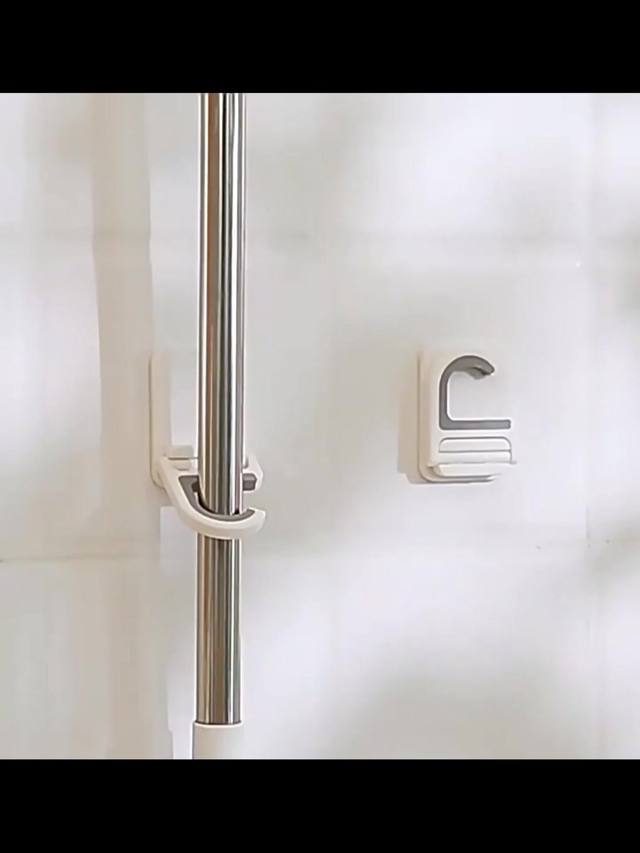 Broom Hanging System - 4 Pieces - Broom Holder - Broom Holder System - Mop Holder - No Drilling Required - Self-Adhesive Mop Holder - Tool Holder - Wall Mounting - Bathroom Accessories - Kitchen Storage Rack - Garden Tools - For Mop and Broom - White
