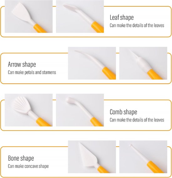 Fondant Modeling Tools - Set of 8 - Decorative Fondant Tools - Decorating Tools - Double-Sided Decorating Tools - Suitable for fondant, baking, clay, modeling, etc.