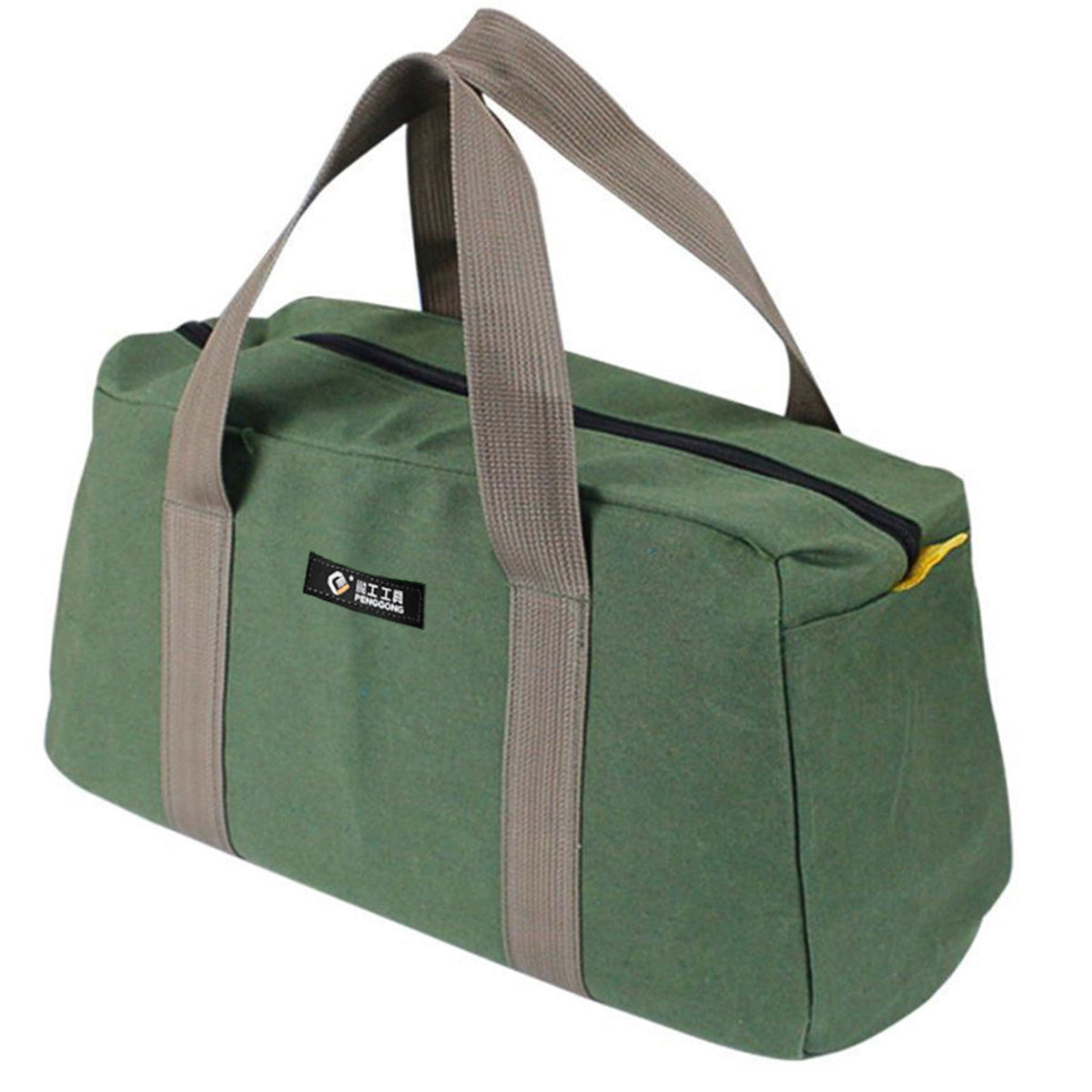 4 Pieces Heavy Duty Canvas Tool Bags with Hard Waterproof Bases, Wide Mouth Carry Totes for Tools, 40 x 22 x 15 cm, Green