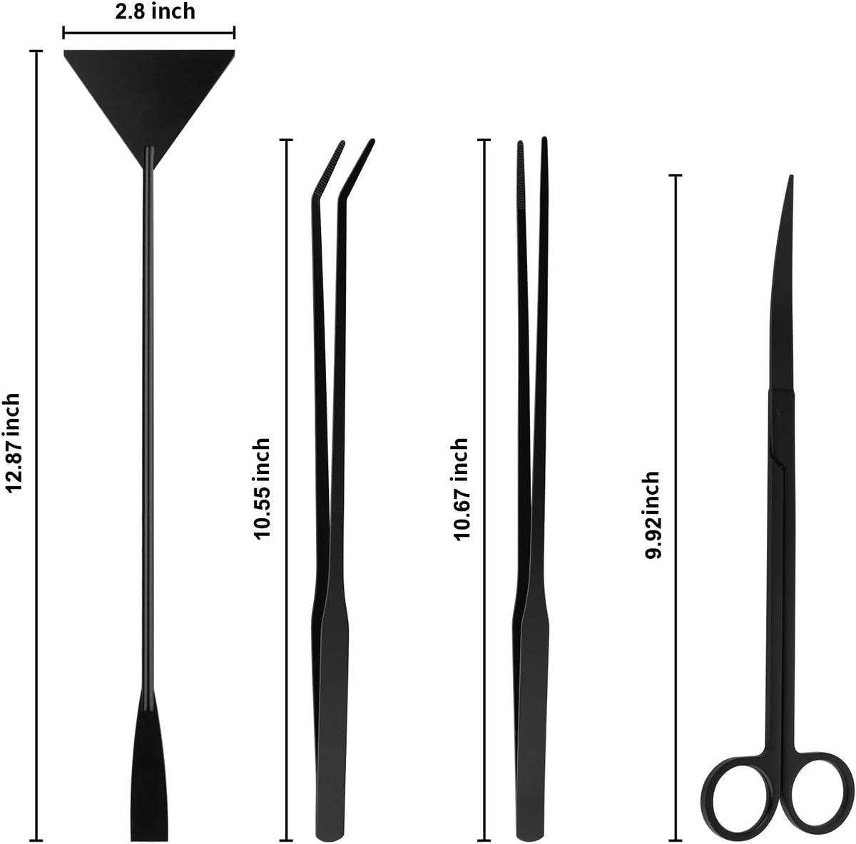 Aquarium Aquascape Tools Kit - 4 in 1 Terrarium Decor Supplies with Long Tweezers Feeding Tongs, Aquarium Scissors, Algae Scraper, Live Fish Plants Tank Accessories Cleaning Trimming Kit