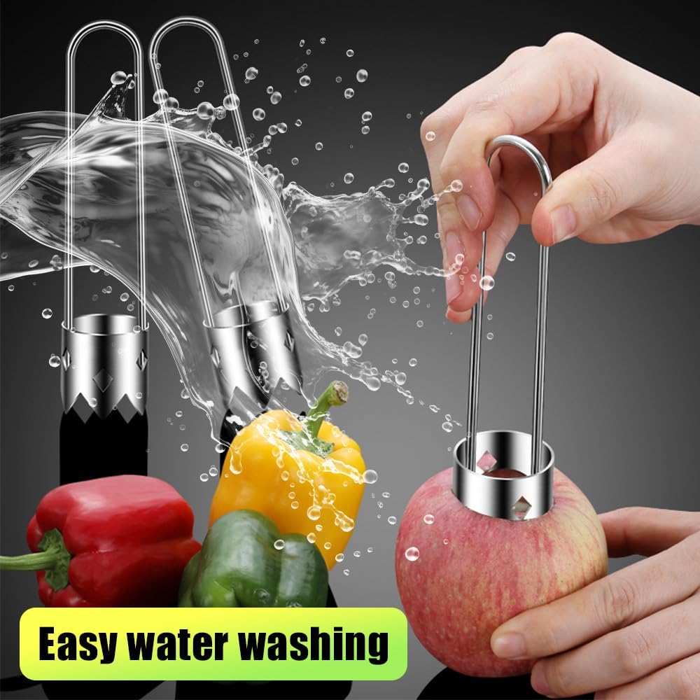 Red Bell Pepper Seed Corer, 2025 Upgraded Reusable Washable Stainless Steel Fruite Cutter Pepper Seed Remover Tool,Tool for Vegetables Fruit Corer Kitchen Gadget(1pc)