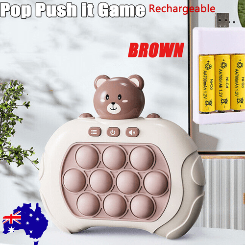Rechargeable 3 Types Pop Push it Game Controller Sensory Fidget Toy Electronic Whack Mole brown - 729604214414 Toy Chest Australia 1