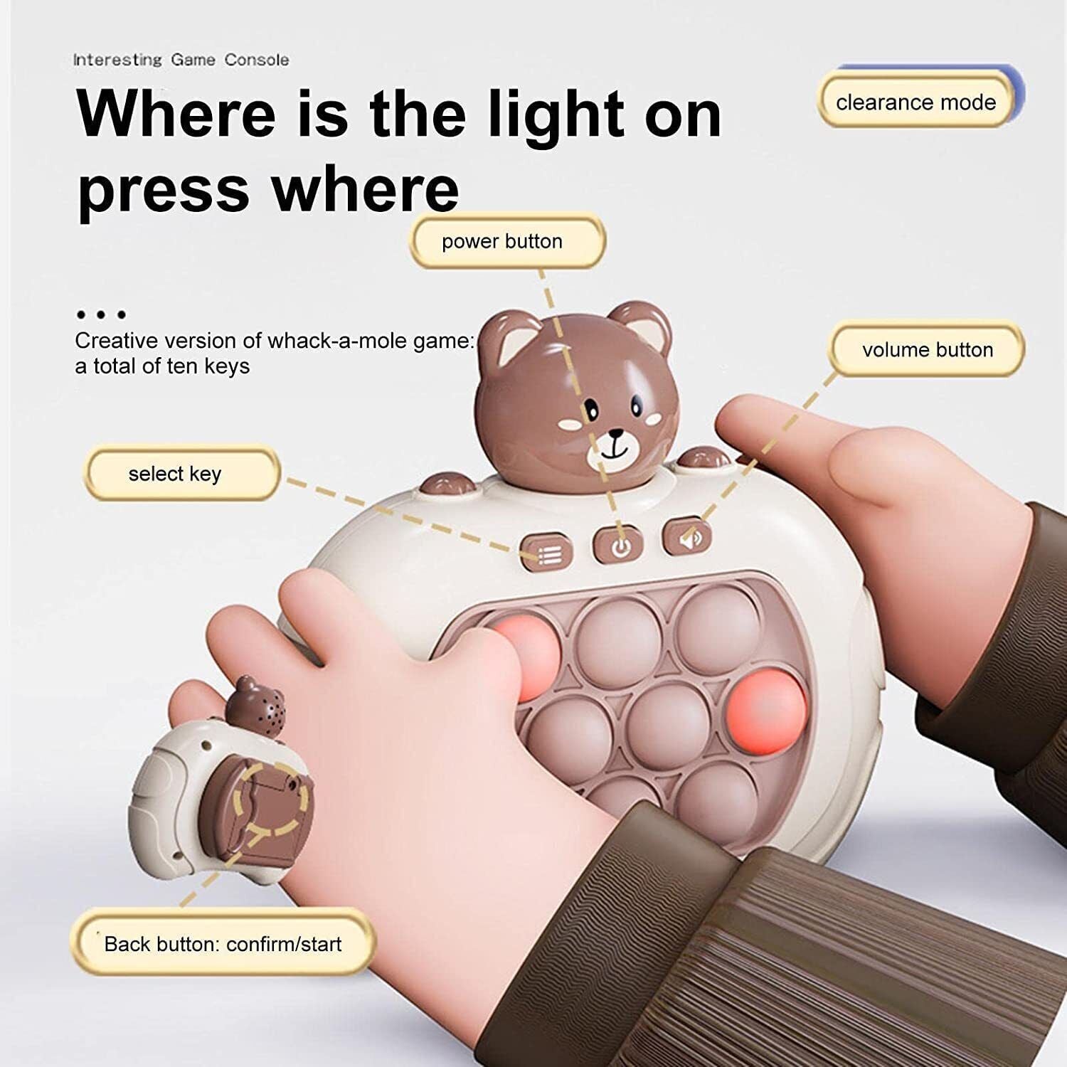 Rechargeable 3 Types Pop Push it Game Controller Sensory Fidget Toy Electronic Whack Mole brown - 729604214414 Toy Chest Australia 3
