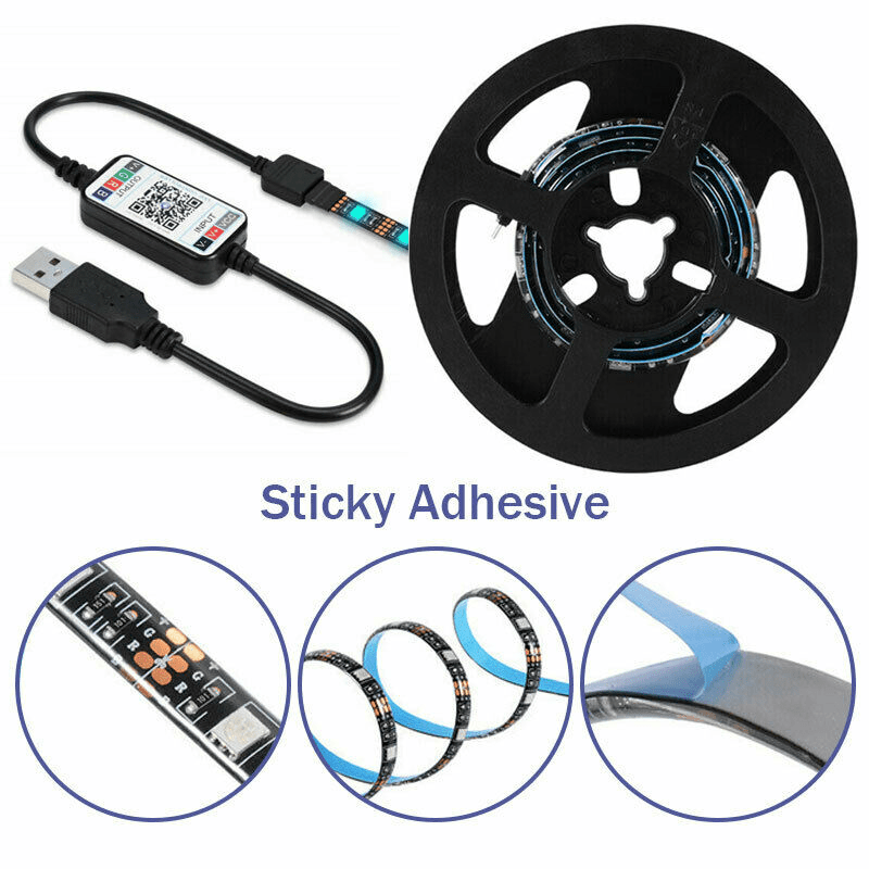 5V RGB LED Strip Lights IP65 Waterproof 5050 5M 10M 20M 300 LEDs USB Bluetooth