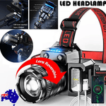 900000LM LED Headlamp Rechargeable Headlight Zoomable Head Torch Lamp Flashlight - 767248957601 Toy Chest Australia 1