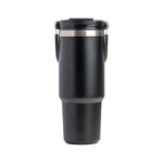 750ML Black Stainless Steel Travel Mug with Leak - proof 2 - in - 1 Straw and Sip Lid, Vacuum Insulated Coffee Mug for Car, Office, Perfect Gifts, Keeps Liquids Hot or Cold