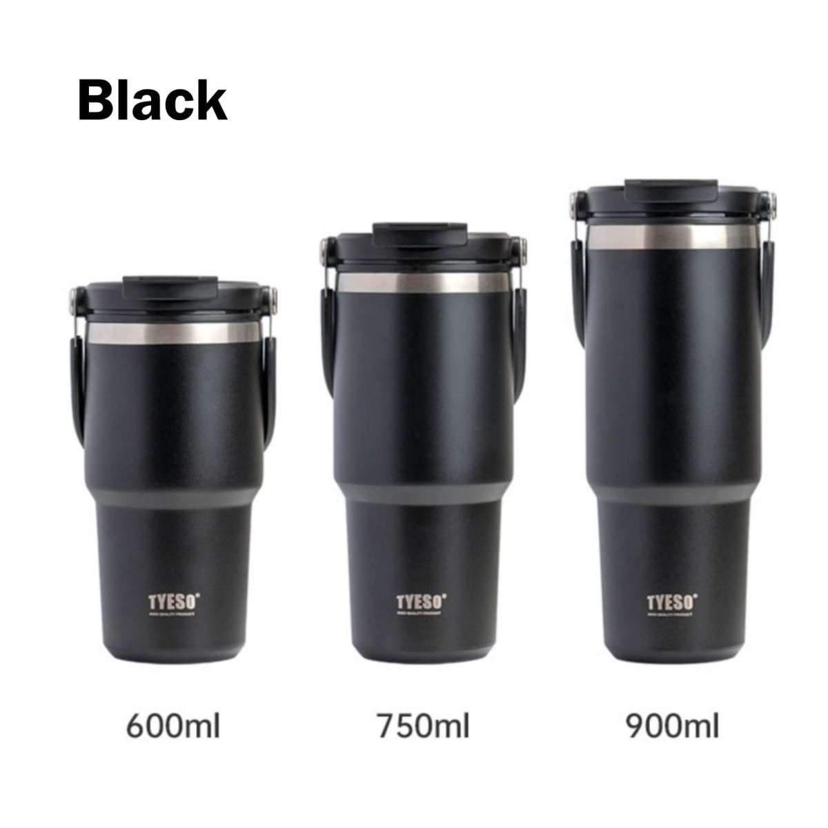 750ML Black Stainless Steel Travel Mug with Leak - proof 2 - in - 1 Straw and Sip Lid, Vacuum Insulated Coffee Mug for Car, Office, Perfect Gifts, Keeps Liquids Hot or Cold