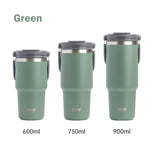 900ML Green Stainless Steel Travel Mug with Leak - proof 2 - in - 1 Straw and Sip Lid, Vacuum Insulated Coffee Mug for Car, Office, Perfect Gifts, Keeps Liquids Hot or Cold
