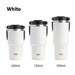 900ML White Stainless Steel Travel Mug with Leak - proof 2 - in - 1 Straw and Sip Lid, Vacuum Insulated Coffee Mug for Car, Office, Perfect Gifts, Keeps Liquids Hot or Cold