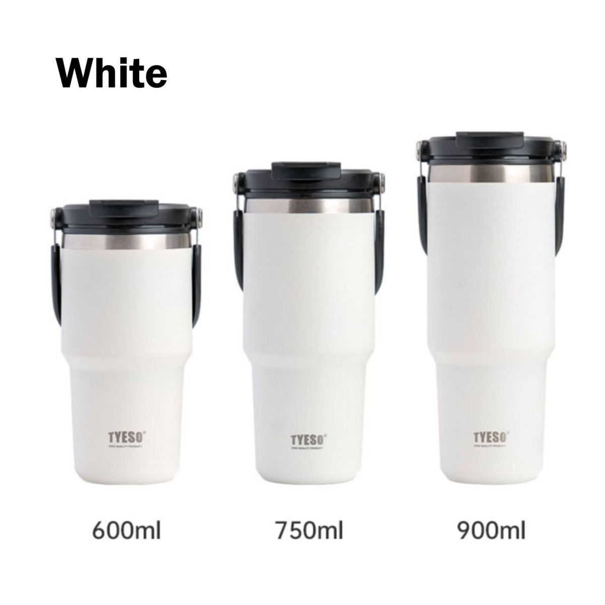 900ML White Stainless Steel Travel Mug with Leak - proof 2 - in - 1 Straw and Sip Lid, Vacuum Insulated Coffee Mug for Car, Office, Perfect Gifts, Keeps Liquids Hot or Cold
