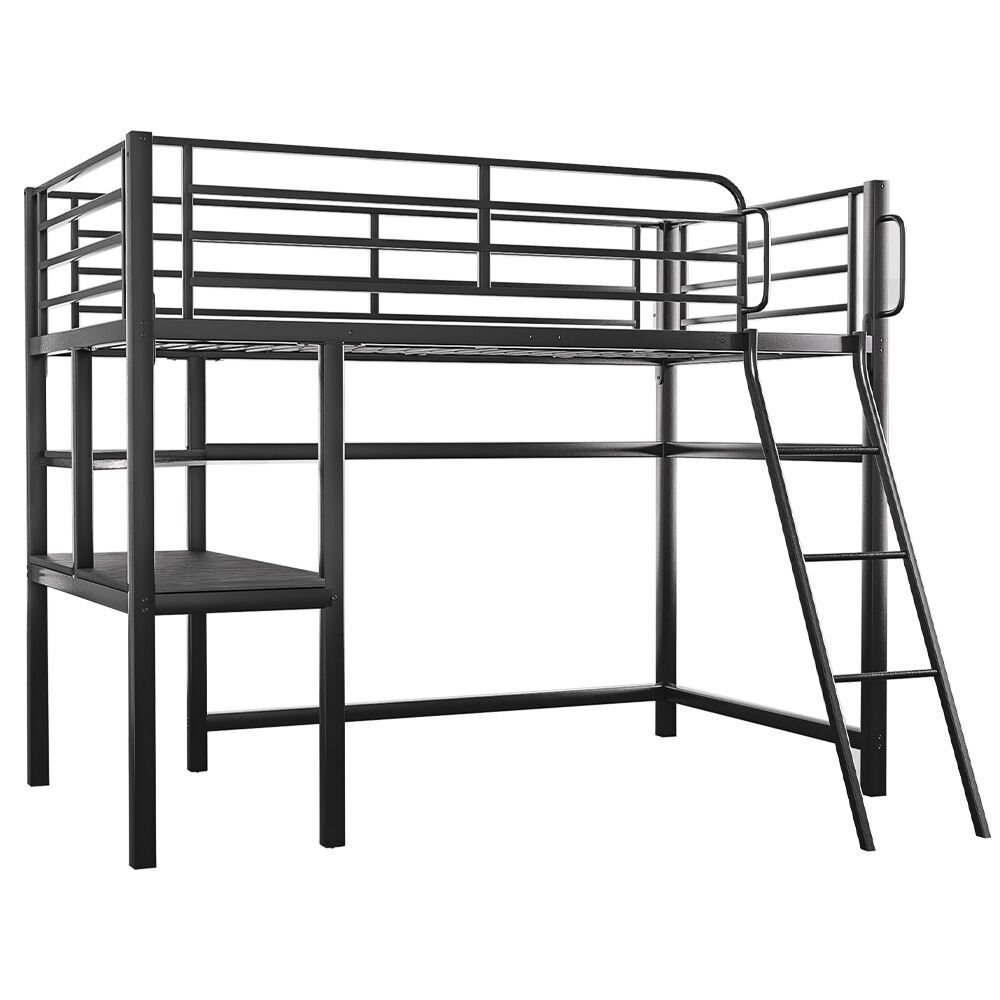 Gaming Loft Bed with Desk, Steel Metal Frame, Space Saving Design, for Single Mattress, Matte Dark Grey - 9348948127870 Toy Chest Australia 1