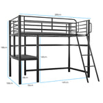 Gaming Loft Bed with Desk, Steel Metal Frame, Space Saving Design, for Single Mattress, Matte Dark Grey - 9348948127870 Toy Chest Australia 2