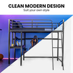 Gaming Loft Bed with Desk, Steel Metal Frame, Space Saving Design, for Single Mattress, Matte Dark Grey - 9348948127870 Toy Chest Australia 3