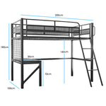 Gaming Loft Bed with Desk, Gridwall, Steel Metal Frame, Space Saving Design, for Single Mattress, Matte Dark Grey - 9348948127900 Toy Chest Australia 7