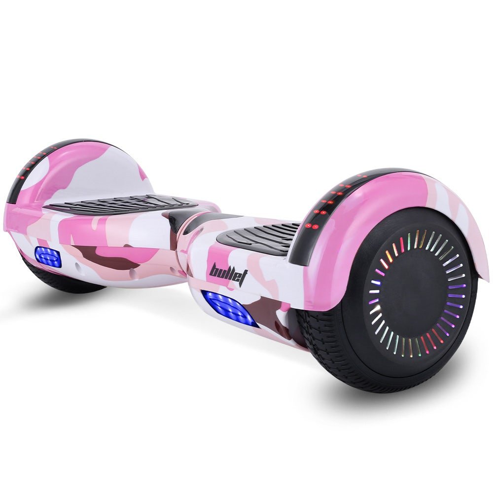 BULLET SX - 2000 Hoverboard Scooter, 500W Brushless, Superior Self Balancing System, UL Certified, LED Lights, Pink Camo
