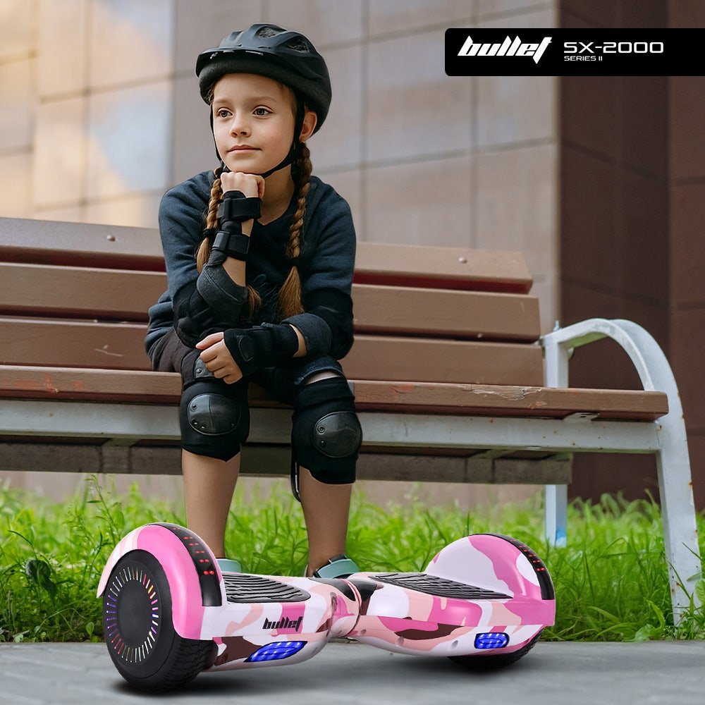 BULLET SX - 2000 Hoverboard Scooter, 500W Brushless, Superior Self Balancing System, UL Certified, LED Lights, Pink Camo