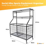 Social Hike Storage Organiser Trolley on Wheels - Garage Sports Equipment Basket