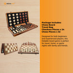 Social Hike Wooden Chess & Checkers 2 in 1 – Magnetic Travel Foldable Board Game