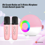 Mini Karaoke Machine and 2x Wireless Microphones Portable Bluetooth Speaker Pink - 9352827082754 Toy Chest Australia 2