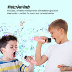 Mini Karaoke Machine and 2x Wireless Microphones Portable Bluetooth Speaker Pink - 9352827082754 Toy Chest Australia 8
