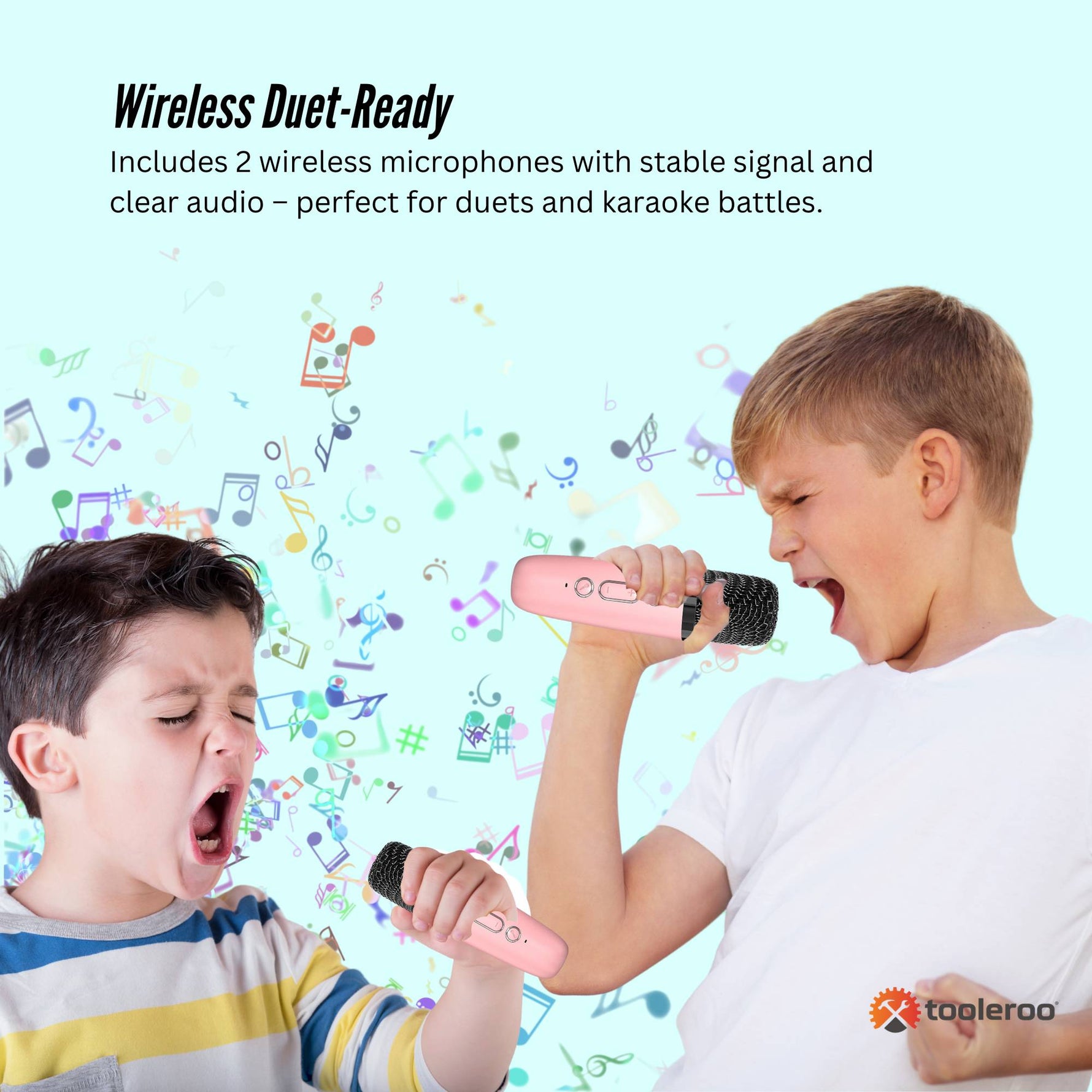 Mini Karaoke Machine and 2x Wireless Microphones Portable Bluetooth Speaker Pink - 9352827082754 Toy Chest Australia 8