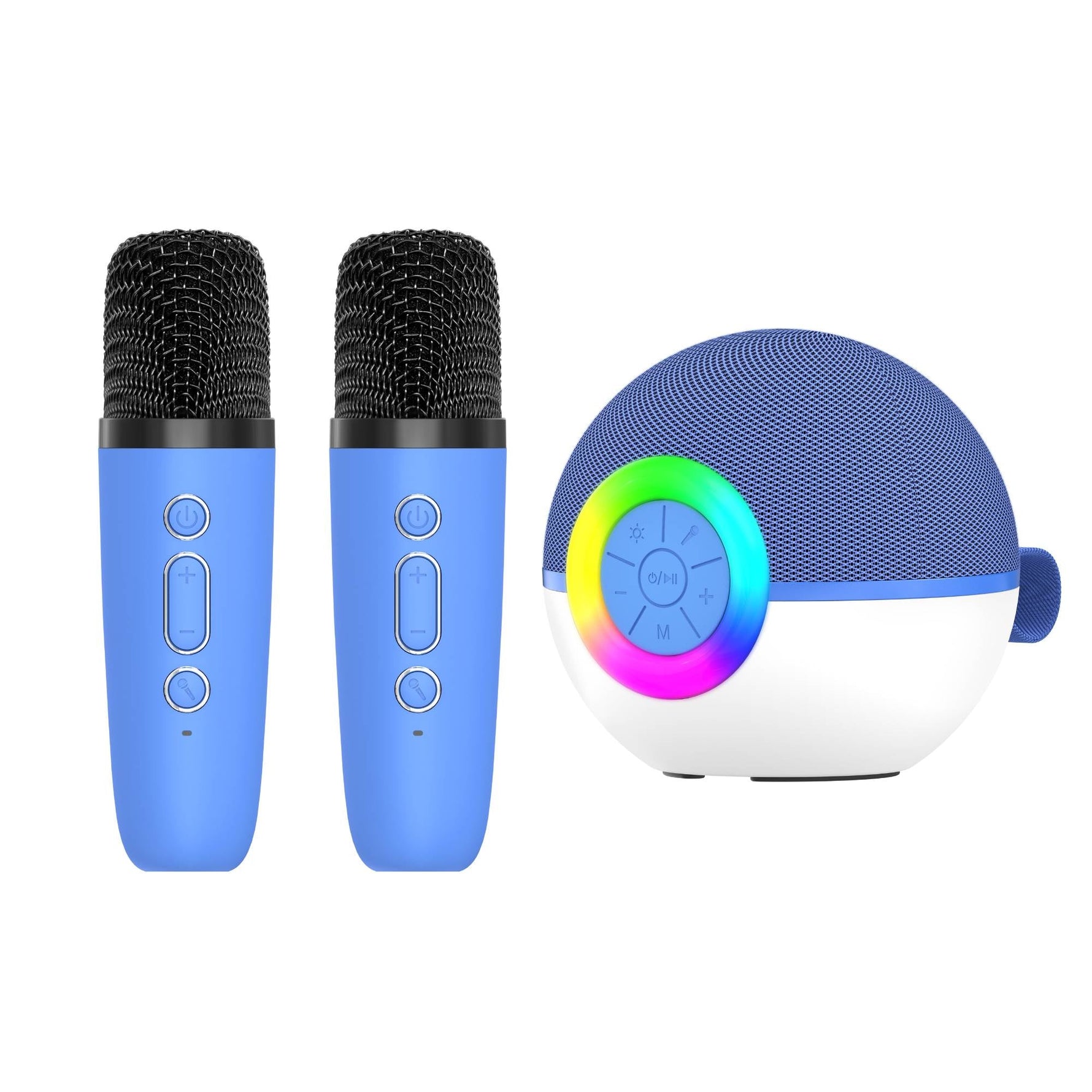 Mini Karaoke Machine and 2x Wireless Microphones Portable Bluetooth Speaker Blue - 9352827082747 Toy Chest Australia 1