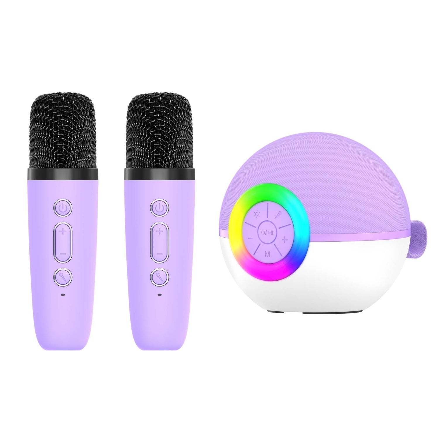 Mini Karaoke Machine - 2x Wireless Microphones Portable Bluetooth Speaker Purple - 9352827082761 Toy Chest Australia 1