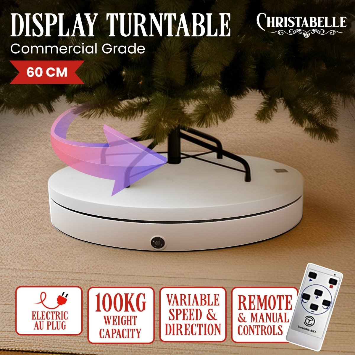Christabelle 60cm 100kg Commercial - grade Electric Display Turntable Christmas