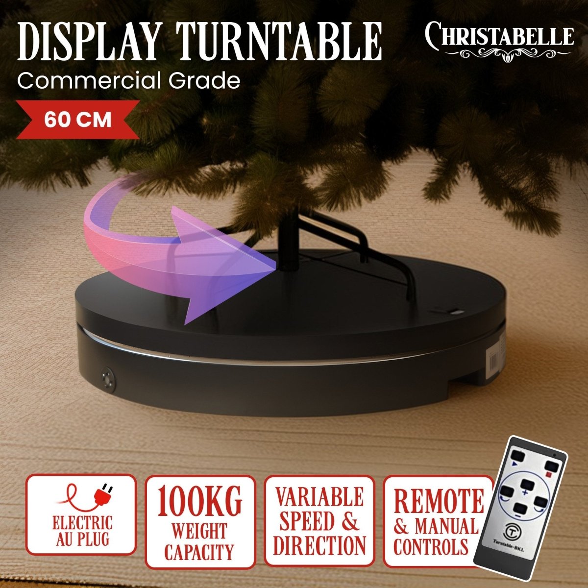 Christabelle 60cm 100kg Commercial - grade Electric Display Turntable