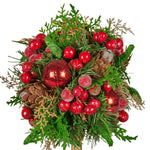 Christabelle 36cm Christmas Tabletop Topiary Tree Pre - Decorated Berries, Baubles & Pine Cones Gold Pot Twisted Stem Festive Decoration