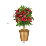 Christabelle 36cm Christmas Tabletop Topiary Tree Pre - Decorated Berries, Baubles & Pine Cones Gold Pot Twisted Stem Festive Decoration