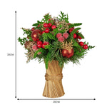 Christabelle 33cm Christmas Bouquet Pre - Decorated Holiday Floral Arrangement with Berries, Baubles & Pine Cones Festive Tabletop Centrepiece Decoration