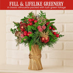 Christabelle 33cm Christmas Bouquet Pre - Decorated Holiday Floral Arrangement with Berries, Baubles & Pine Cones Festive Tabletop Centrepiece Decoration